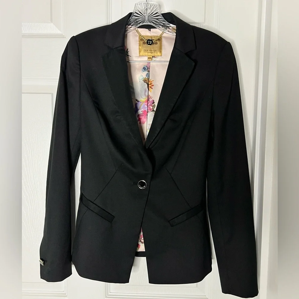 Ted Baker Wool Blend Women's Black Blazer Sz 0